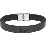 Ewena Kožený náramek černý se jménem Jan