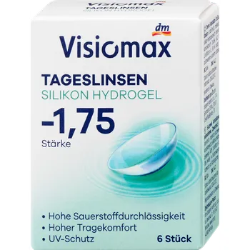 Kontaktní čočky Visiomax silikon-hydrogelové denní kontaktní čočky, -1,75 DP