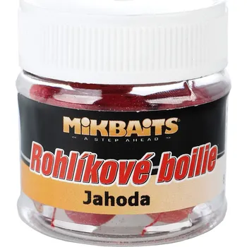 Boilies Mikbaits Rohlíkové boilie Jahoda 2 × 50 ml
