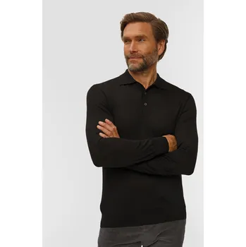 Pánský svetr Pánský Vlněný Polo Svetr Pashmere V Černé Barvě Wu26wo902pl-m099070