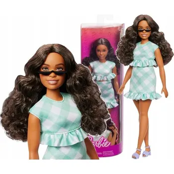 Panenka Panenka Barbie Fashionistas č. 240 s vlnitými tmavě hnědými vlasy, u