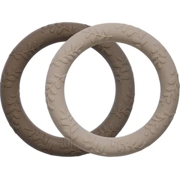 Hračka pro kojence A Little Lovely Company Silikonová kousátka s listy - čoko krém, 2 ks