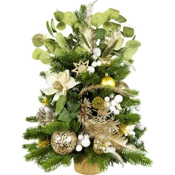 LAALU Vánoční stromek zdobený s LED osvětlením - NĚŽNÁ CHAMPAGNE II, 50 ks ozdob, 60 cm zelená 60 cm