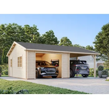Přístřešek na auto Garáž Roger 19,0 + 16,2 m2 - bez dveří