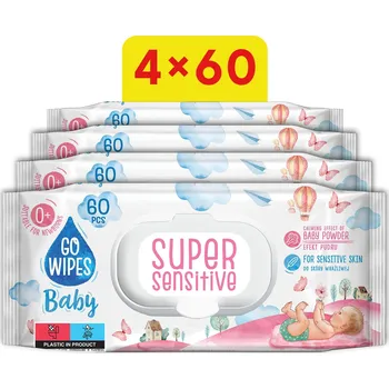 Dětský vlhčený ubrousek GoWipes Super Sensitive 4× 60 ks (240 ks)