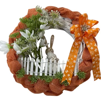 DANNY MADE Věnec V26-oranžový se zajíčkem