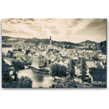 Diamantové malování Painting Queens Diamantové malování Český Krumlov v odstínech šedi, 80 × 120 cm, bez rámu, hranaté