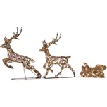 DECOLED LED světelní jeleni a sáně, 180 × 86 × 18 cm, teple bílá