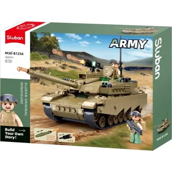 Stavebnice Sluban SLUBAN ARMY Bitevní tank M1 322 dílků + 2 figurky STAVEBNICE