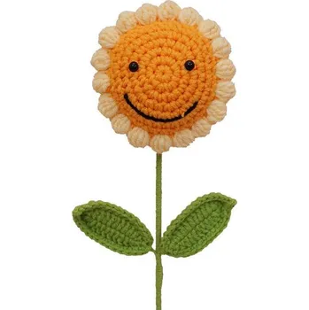 umělá květina ANNAM Háčkovaná květina Slunečnice s úsměvem, 10,5 × 43 cm