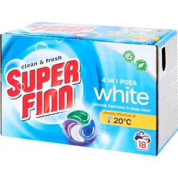 Přípravek na praní KAPSLE NA PRANÍ BÍLÝCH TKANIN 4 IN 1 PODS SUPER FINN WHITE 18 kusů