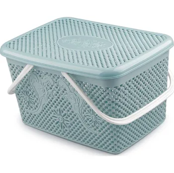 Úložný box Plastový košík s víkem 20x35 cm, barva 2 modrá světlá