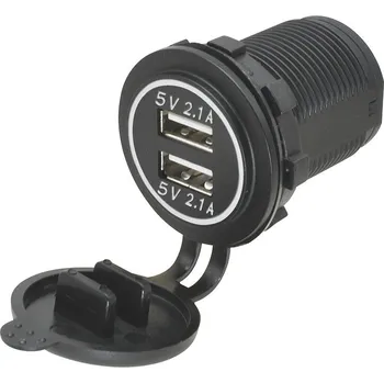 Adaptér - nabíječka z 12 V na 2x USB 5 V / 4,2 A - bílé podsvícení