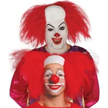 Karnevalová paruka GUIRCA Paruka Klaun - Pleš s Vlasy - Halloween červená