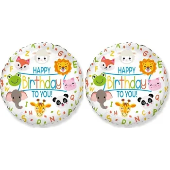 Balónek FLEXMETAL Balón fóliový - zvířátka / happy birthday / narozeniny / safari, 48 cm, 2 ks
