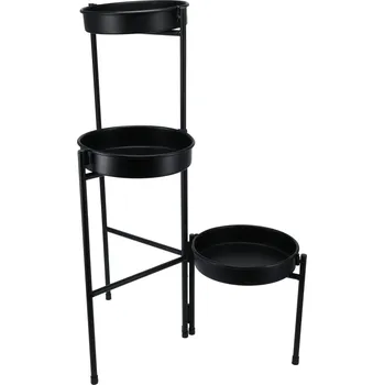 Stojan na květiny Trends 4 You Černý loftový stojan na 3 květináče Bogi, 61,5 cm