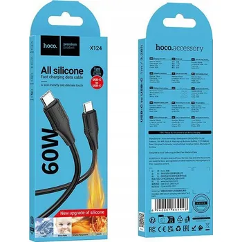 Datový kabel USB C kabel na USB C Hoco 3A 60W Silikonový 1 m X124 černý