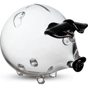 Pokladnička DuraHome Pokladnička prasátko, sklo 16 cm, černé uši