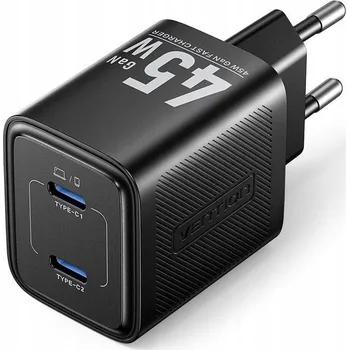 Nabíječka Vention 45W GaN PD 2x USB-C černá