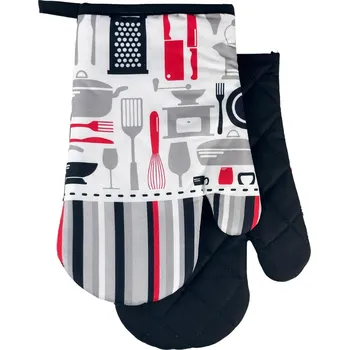 Euromat Chňapka kuchyňská/rukavice s magnetem a poutkem - Kitchen černá/červená