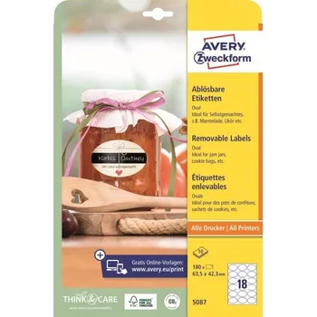 Papír Avery Zweckform 5087 Oválné samolepící etikety