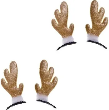 Karnevalový doplněk ARPEX Mini sobí rohy na sponce, zlaté, vánoce, 4 ks