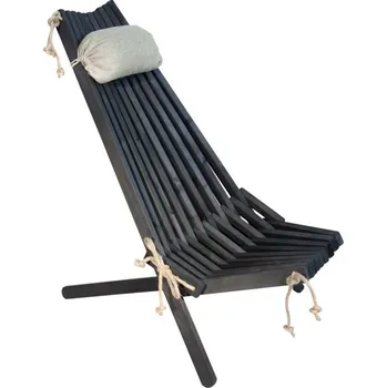 EcoFurn Lilli Dřevěné zahradní skládací křeslo s polštářem, olše, černý olej