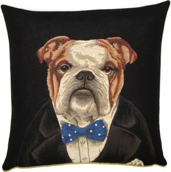 Povlečení Home of Christmas Gobelínový povlak 45 × 45 cm, Anglický buldok Churchill
