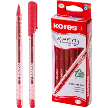 Kancelářské potřeby KORES K1 Pen F - 0.7 mm, červené - balení 12 ks