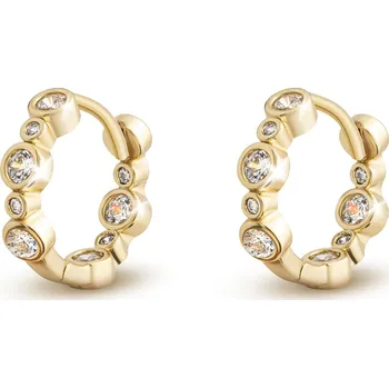 Šperk Biju Pozlacené náušnice 14K kroužek, zdobený čirými zirkony ve tvaru kuliček 1002914
