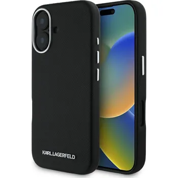 Pouzdro na mobilní telefon Kryt Karl Lagerfeld - Saffiano Full Wrapped Elongated Metal Logo MagSafe (KLHMP16SPSAFWMCK) - iPhone 16 - Black