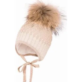 Kojenecká čepice Jamiks dívčí čepice Ismena hnědá 44 cm