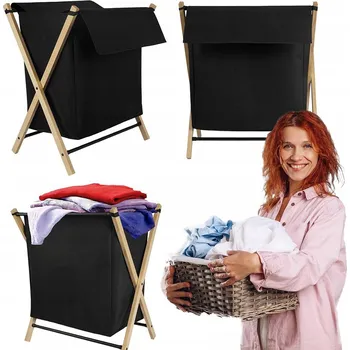 Koš na prádlo Volně stojící koš na prádlo Sepio 58 l, hnědý, černý