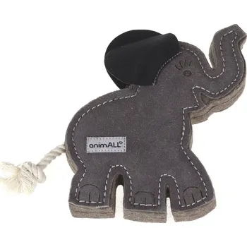 Hračka pro psa animALL Slon šedý natural kůže podložená plstí 19 × 17 cm