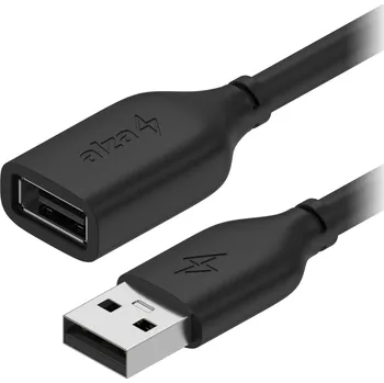 Kabel AlzaPower Core USB-A (M) to USB-A (F) 2.0 1.5m černý