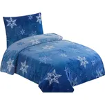 Jahu Povlečení mikroflanel Vločka modrá 140 × 200, 70 × 90 cm