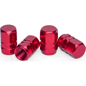 Tuning BYC Čepičky ventilků ALU hranaté, 4 ks, červené