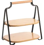 MSV Servírovací stojan Elie, matná černá, ocel, bambus