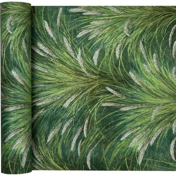 Tapeta Vinylová tapeta stébla trávy se zlatým 3D efektem zelená