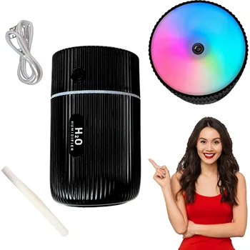 Zvlhčovač vzduchu Černý zvlhčovač vzduchu s RGB podsvícením a aromaterapií 220 ml