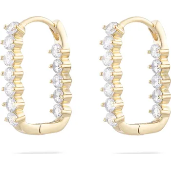 Náušnice Biju Pozlacené náušnice 14K, oválky zdobené zirkony 1002747