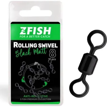 Zfish Obratlík Rolling Swivel Black Matt Velikost 8, 28 kg 2 × 10 ks