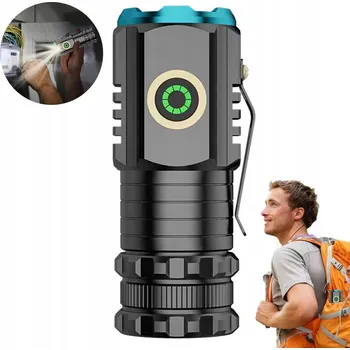 Bezpečnostní kamera ŁADOWALNA LATARKA IPX5 S KLIPEM NA PŘILBU A ČERVENÝM SVĚTLEM