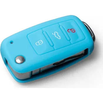 Ochranné silikonové pouzdro na klíč pro VW/Seat/Škoda s vystřelovacím klíčem, barva světle modrá