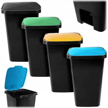 Odpadkový koš 4x ODPADKOVÝ KOŠ 45L Nádoba na třídění odpadu, koše s pedálem, sada