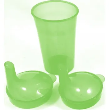 Sundo Hrnek se dvěma víčky se dvěma širokými dlouhými náustky, 250 ml, zelený