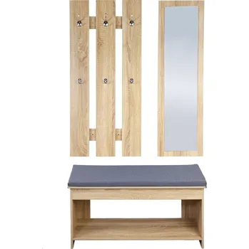 Předsíňová stěna Kepser Nástěnný věšák se zrcadlem a lavicí, dekor dub