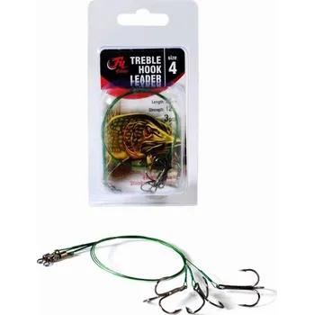 Fil Fishing Treble Hook Leader 3 × Velikost 2 15 kg 30 cm 3 ks
