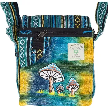 Taška přes rameno Hemp houbičky 2 l modrá