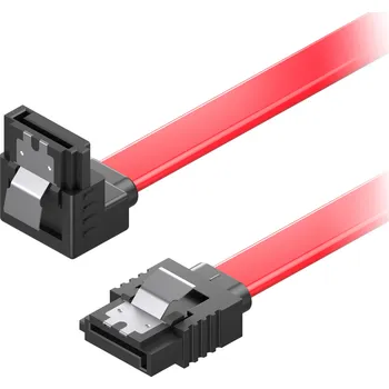Kabel AlzaPower SATA 3.0 6Gbps 90° 0.5m červený
